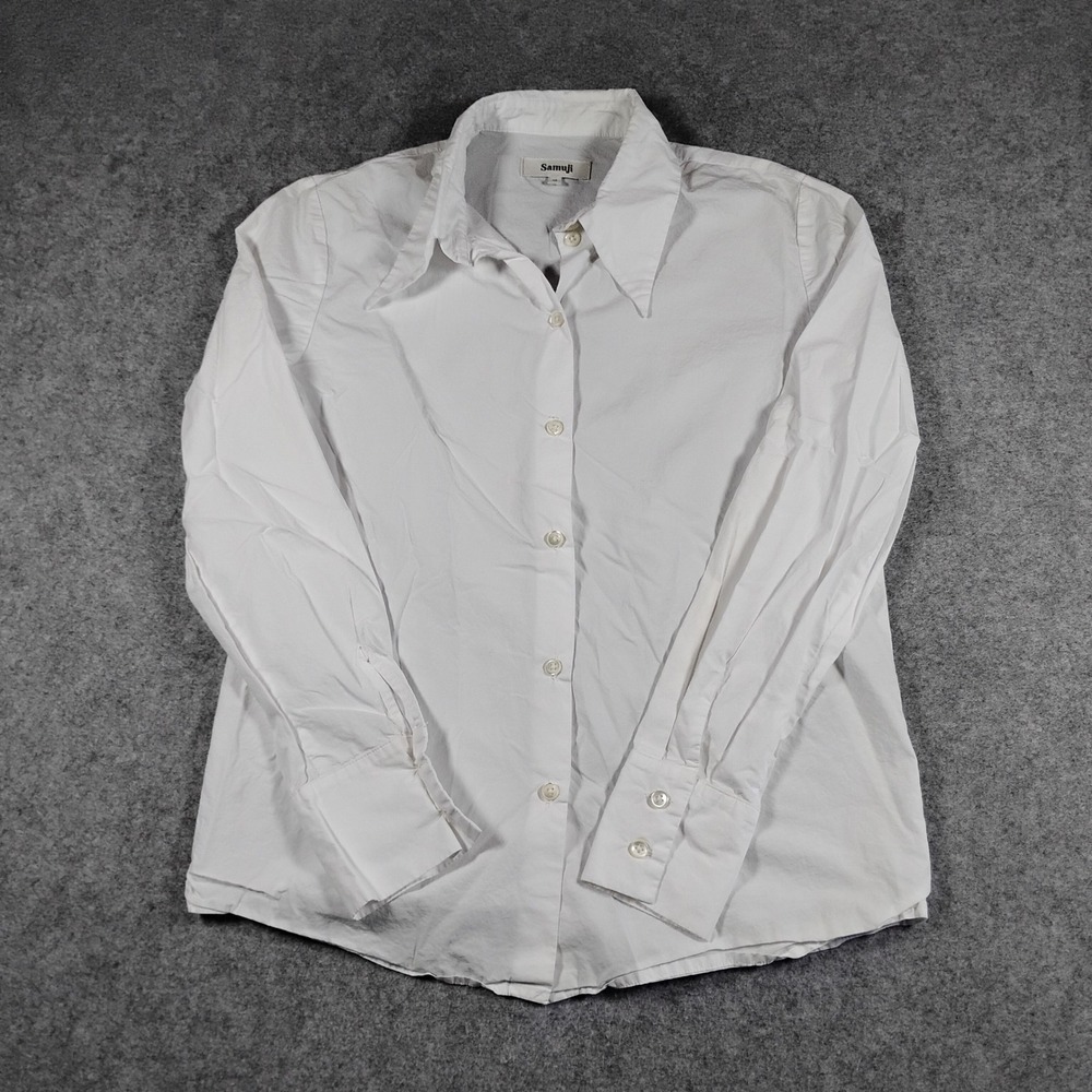 Samuji White 100% Cotton Button Up Shirt Long Sleeve Collared Size‎ 36 Estonia